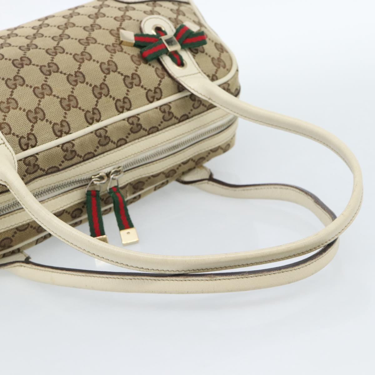 GUCCI GG Canvas princi Hand Bag Beige Gold 161720 Auth bs35443