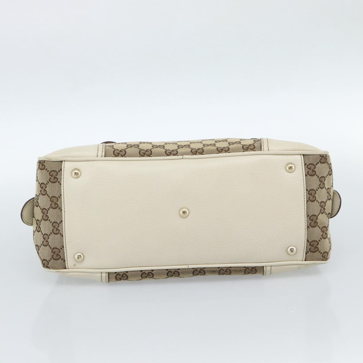 GUCCI GG Canvas princi Hand Bag Beige Gold 161720 Auth bs35443