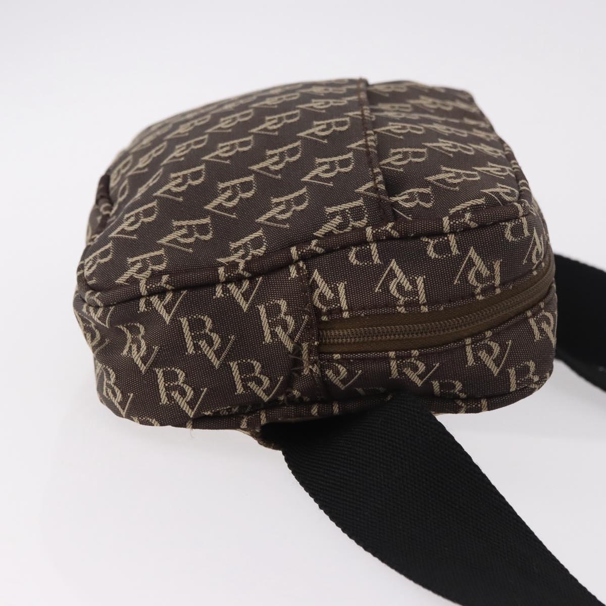 BOTTEGA VENETA Waist Bag Canvas Brown Silver Auth bs35444
