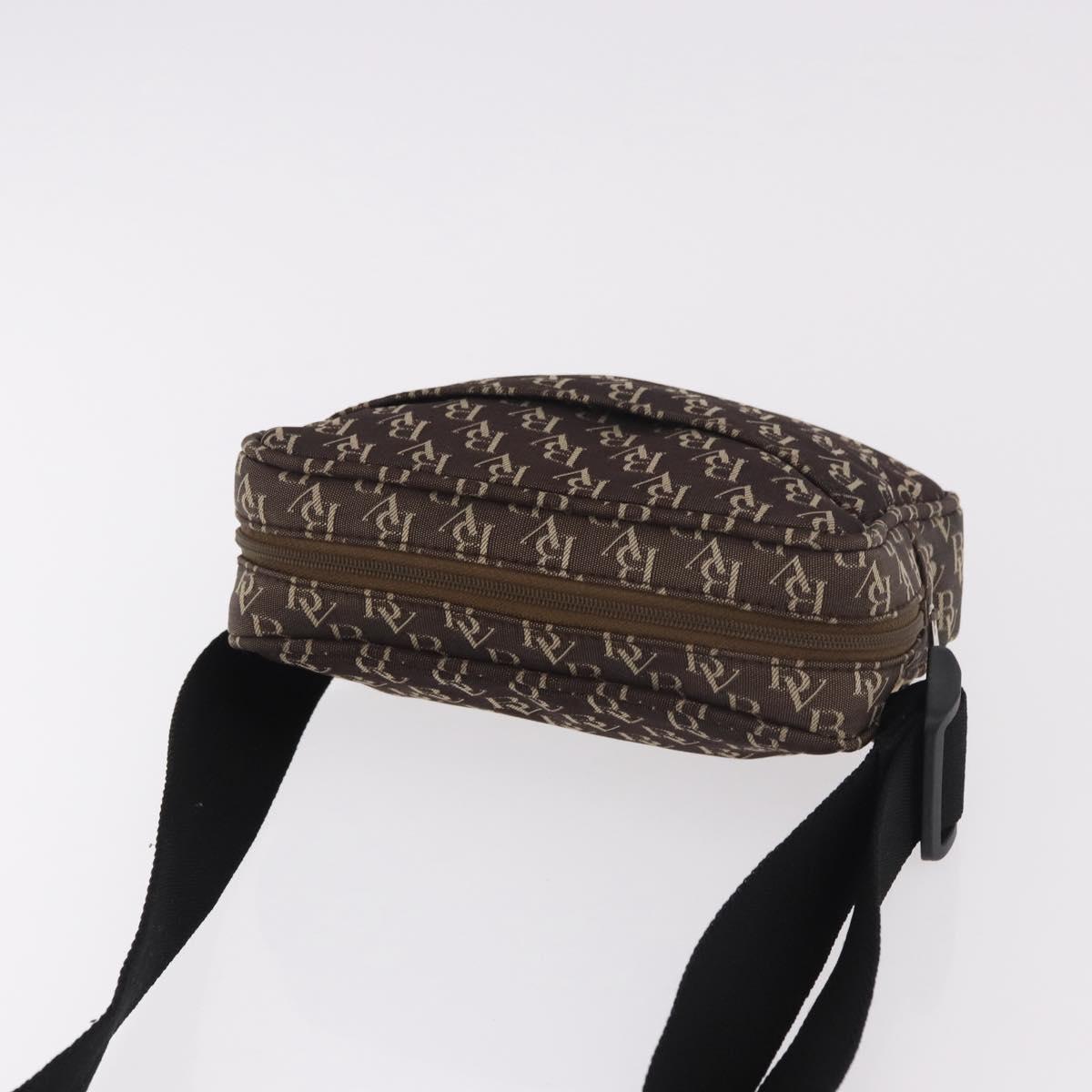 BOTTEGA VENETA Waist Bag Canvas Brown Silver Auth bs35444