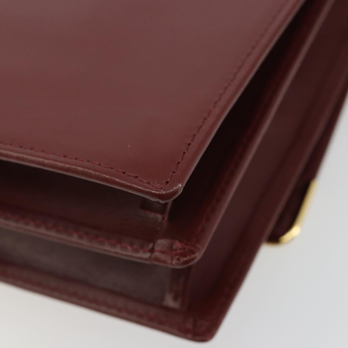 CARTIER Must Line Shoulder Bag Leather Bordeaux Gold Auth bs35445