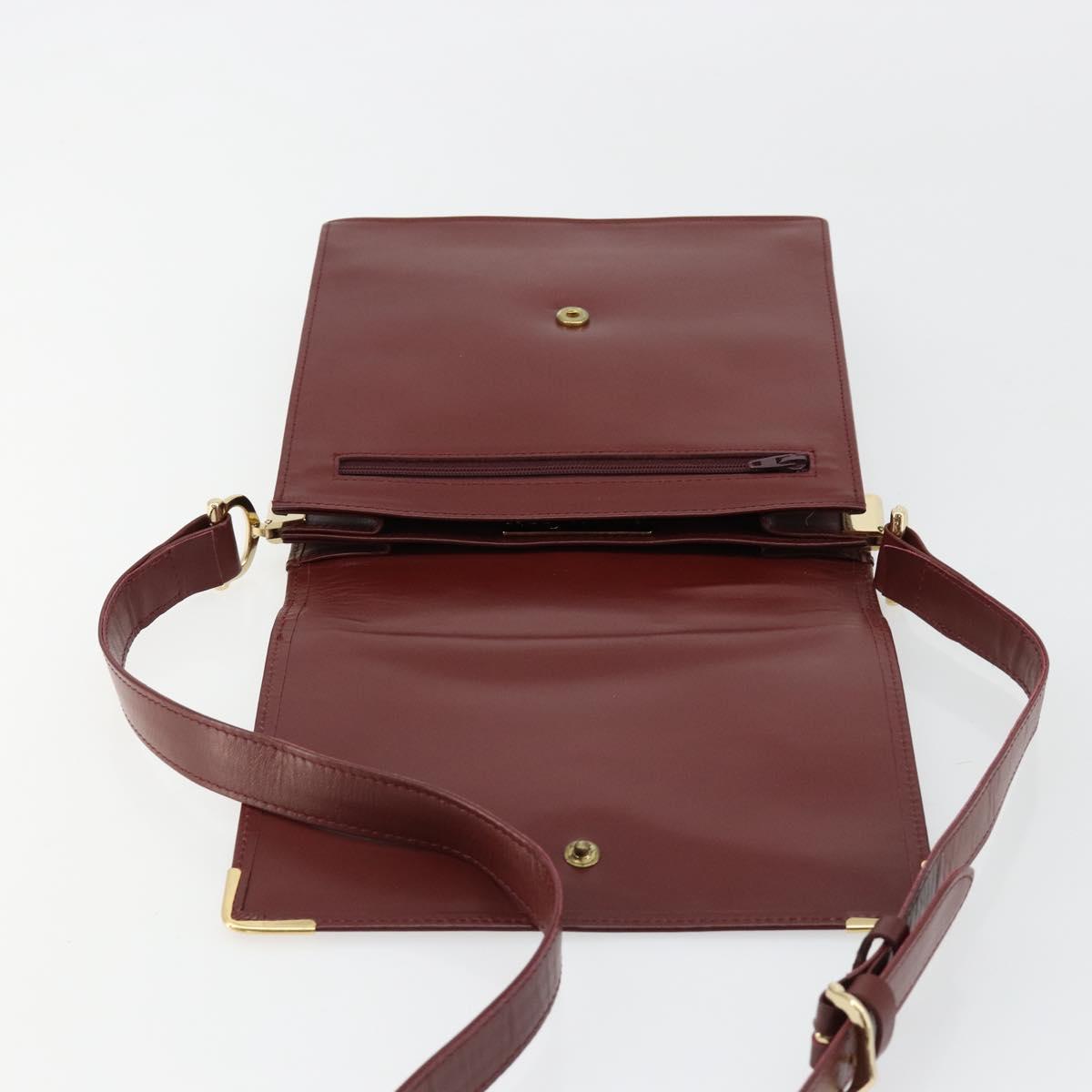 CARTIER Must Line Shoulder Bag Leather Bordeaux Gold Auth bs35445