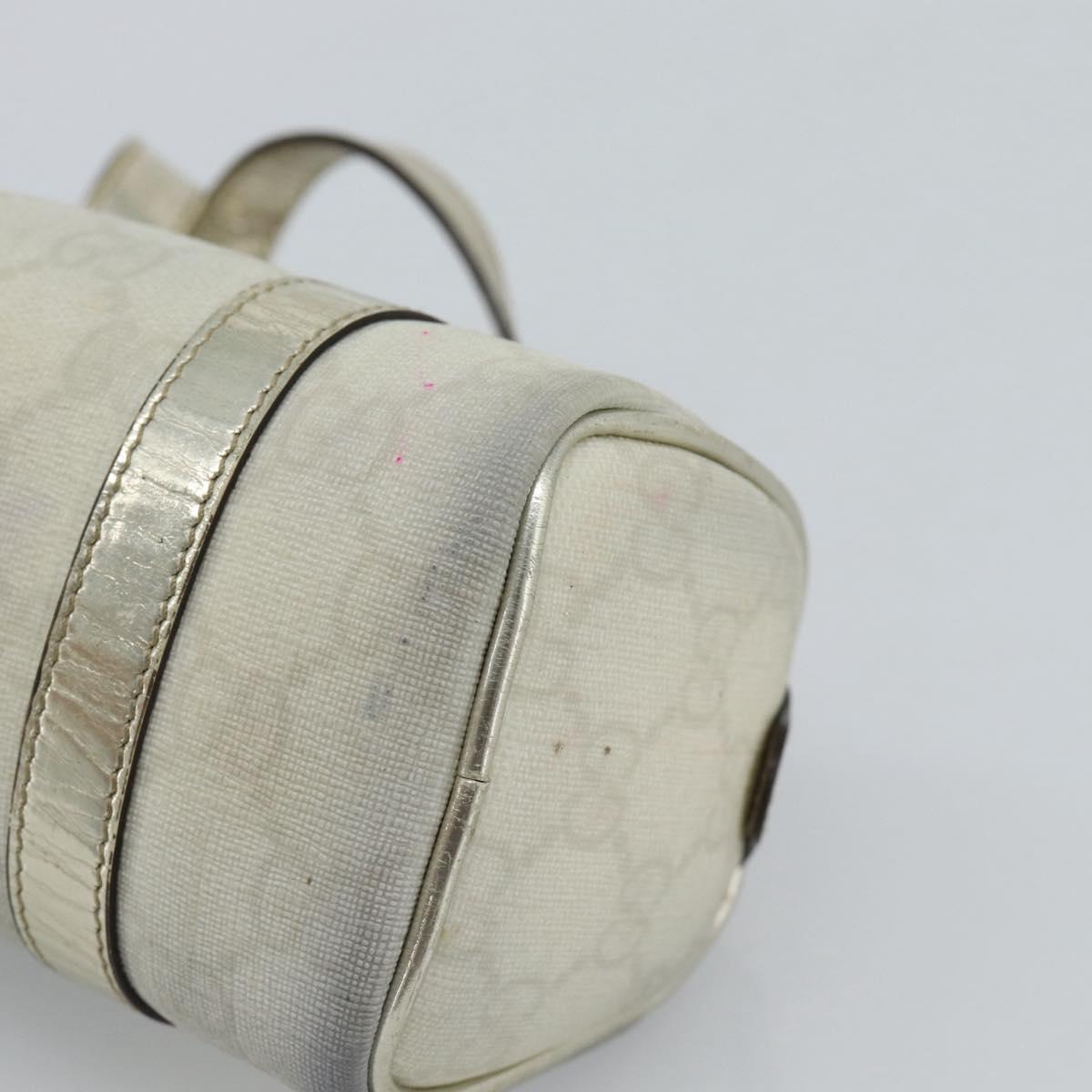 GUCCI GG Supreme Mini Hand Bag PVC White Gold 190400 Auth bs35446