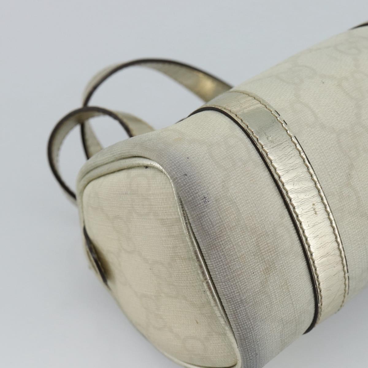 GUCCI GG Supreme Mini Hand Bag PVC White Gold 190400 Auth bs35446