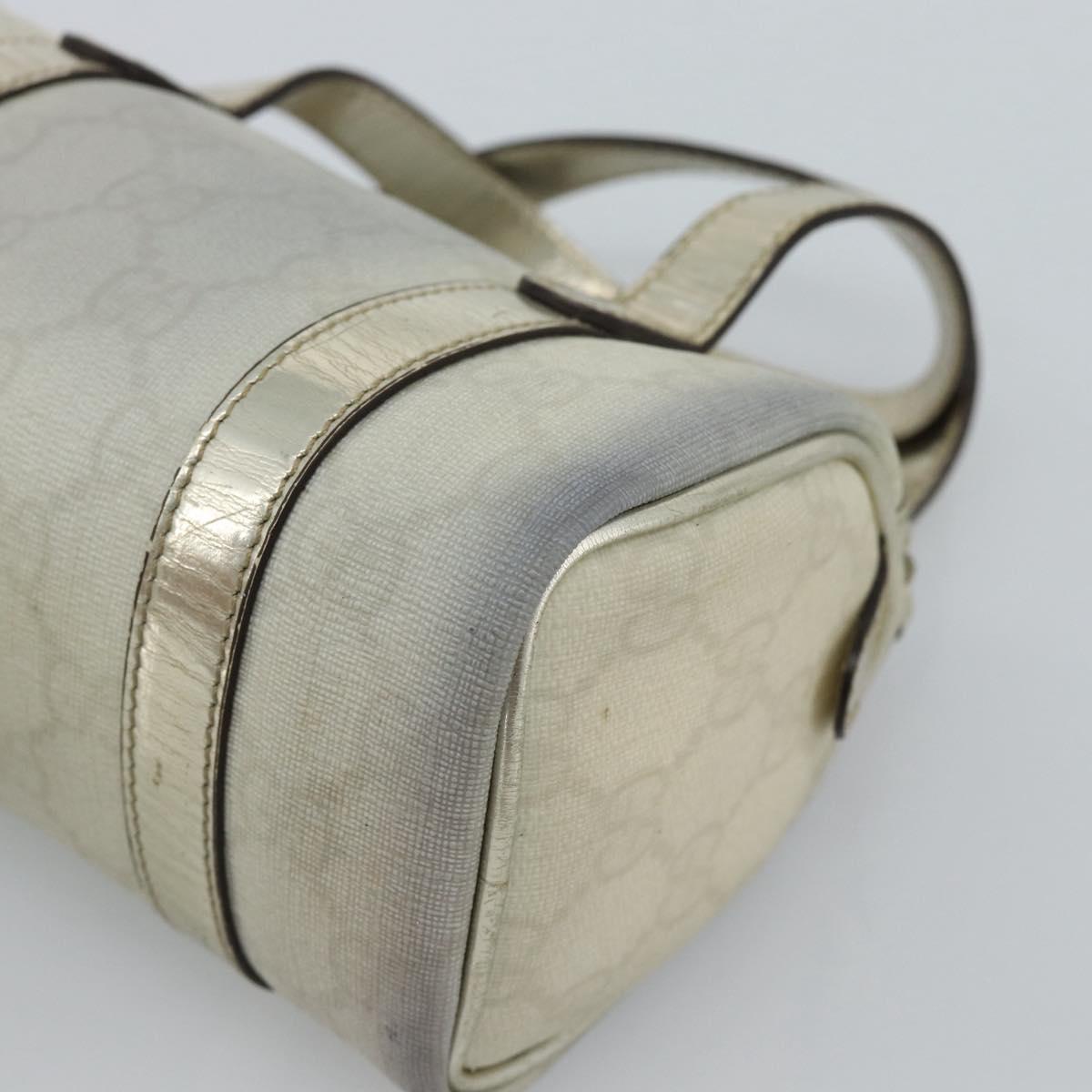 GUCCI GG Supreme Mini Hand Bag PVC White Gold 190400 Auth bs35446