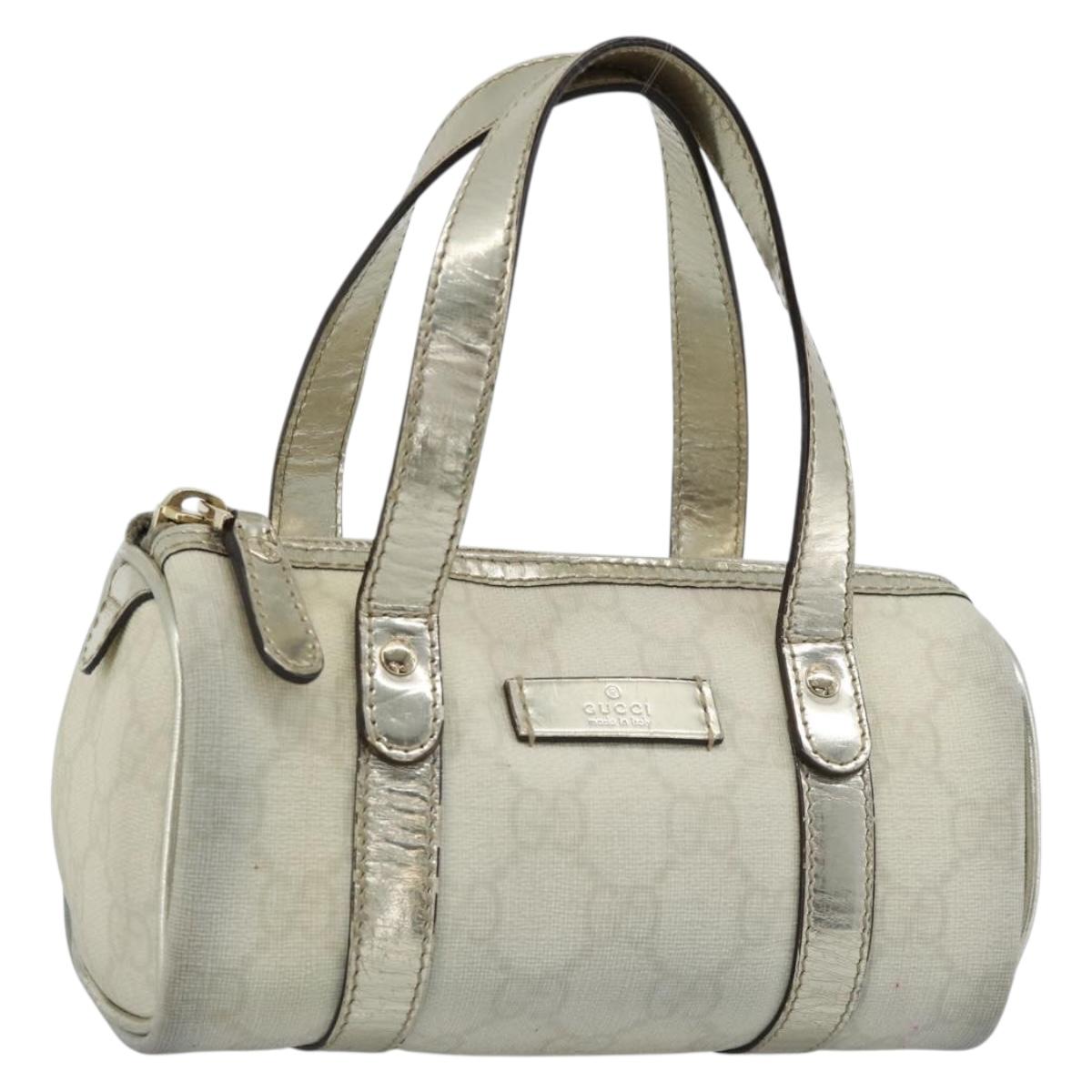 GUCCI GG Supreme Mini Hand Bag PVC White Gold 190400 Auth bs35446