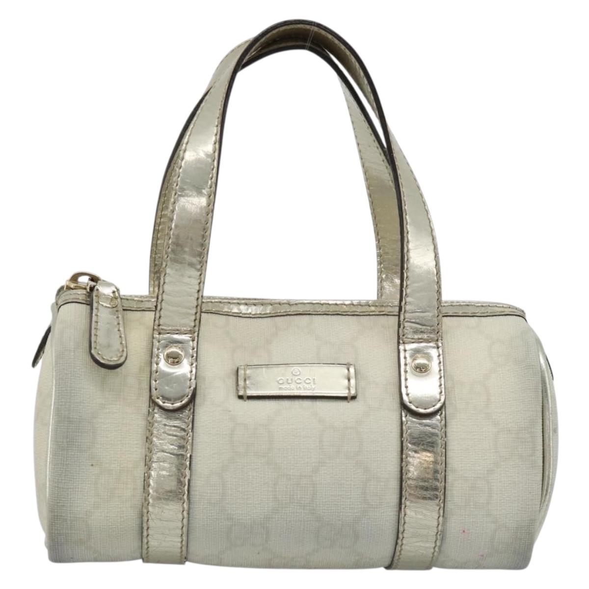 GUCCI GG Supreme Mini Hand Bag PVC White Gold 190400 Auth bs35446