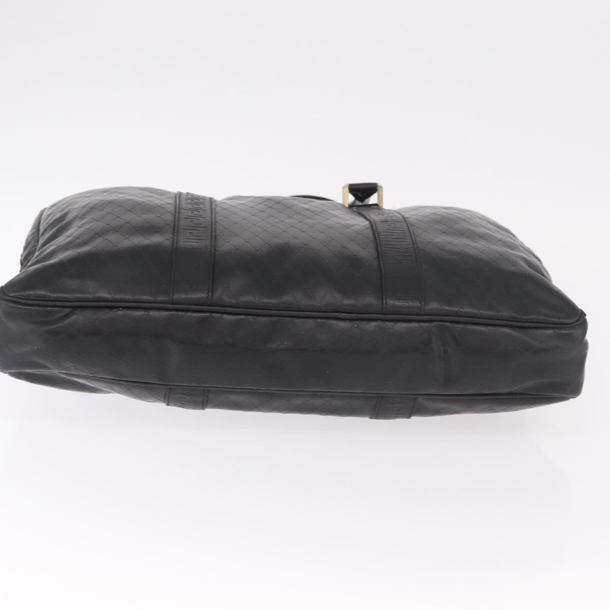 Gianni Versace Business Bag Leather Black Gold Auth bs35448