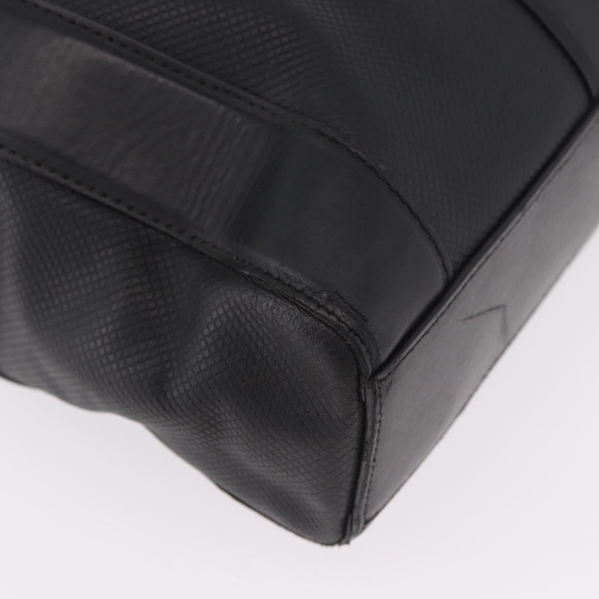 BOTTEGA VENETA Business Bag Leather Black Silver Auth bs35449