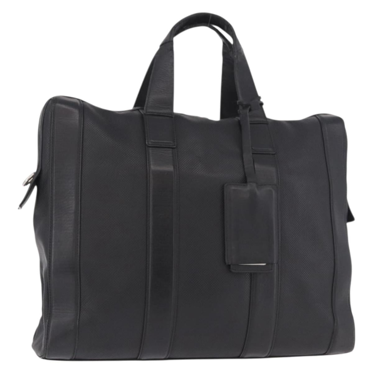 BOTTEGA VENETA Business Bag Leather Black Silver Auth bs35449