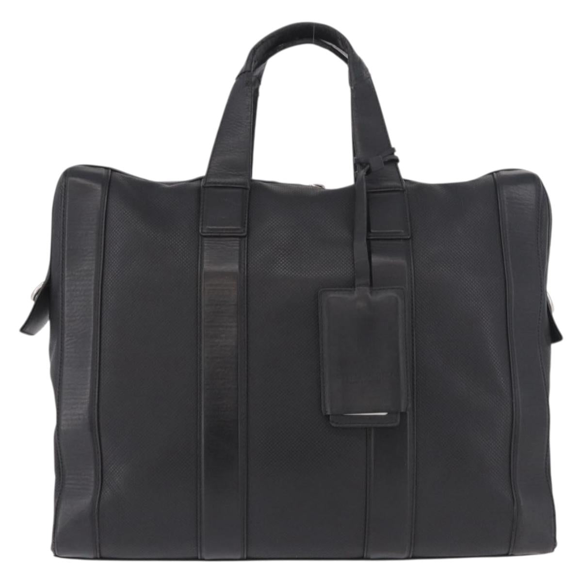 BOTTEGA VENETA Business Bag Leather Black Silver Auth bs35449
