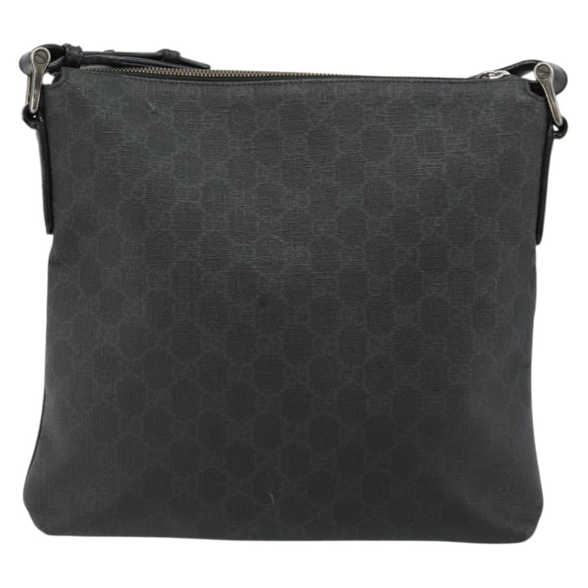 GUCCI GG Supreme Shoulder Bag PVC Black Silver 322279 Auth bs35450