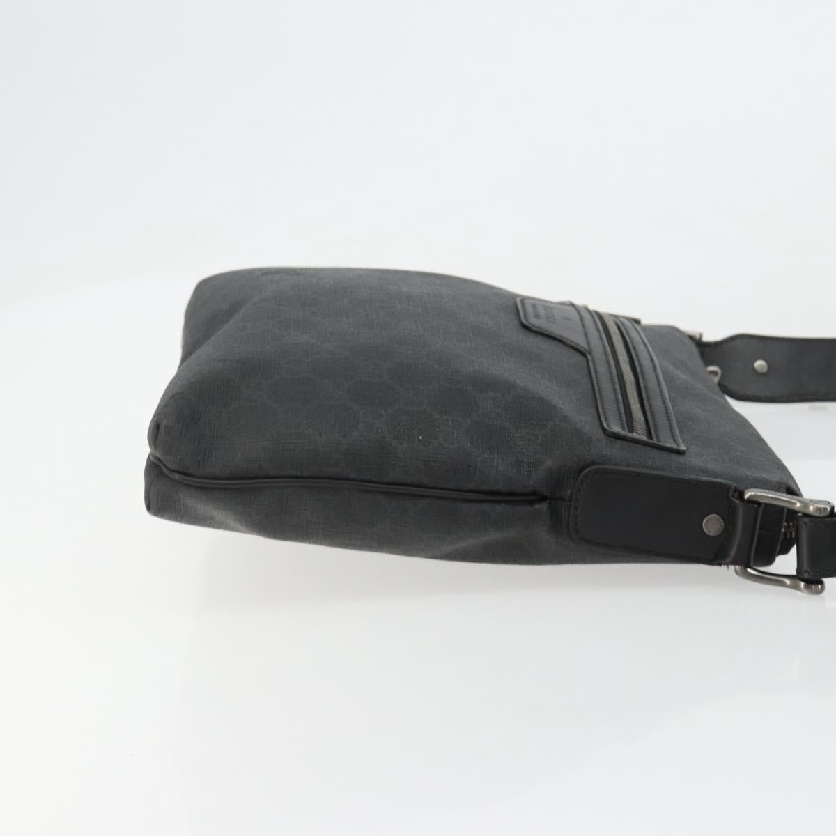 GUCCI GG Supreme Shoulder Bag PVC Black Silver 322279 Auth bs35450