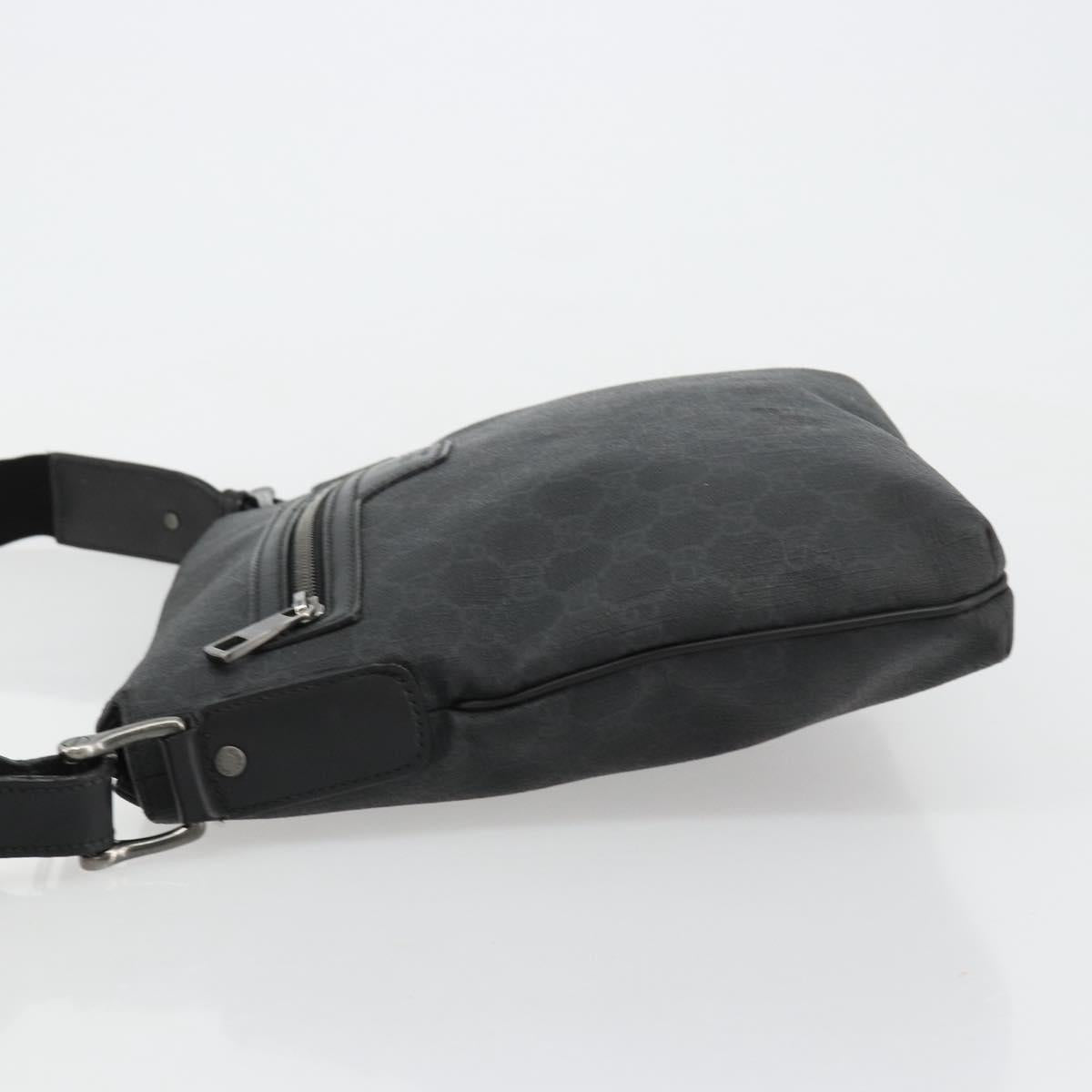 GUCCI GG Supreme Shoulder Bag PVC Black Silver 322279 Auth bs35450