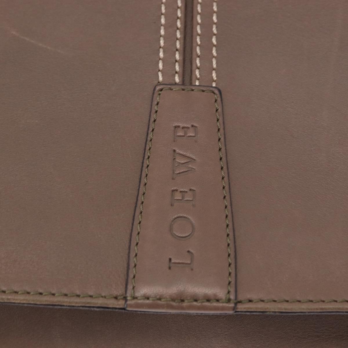 LOEWE Business Bag Leather 2way Brown Silver Auth bs35451
