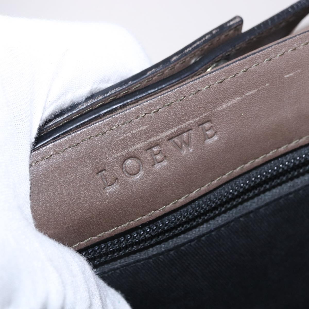 LOEWE Business Bag Leather 2way Brown Silver Auth bs35451