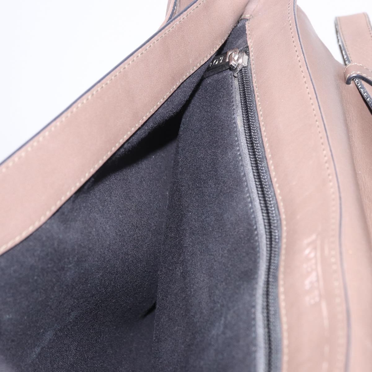 LOEWE Business Bag Leather 2way Brown Silver Auth bs35451