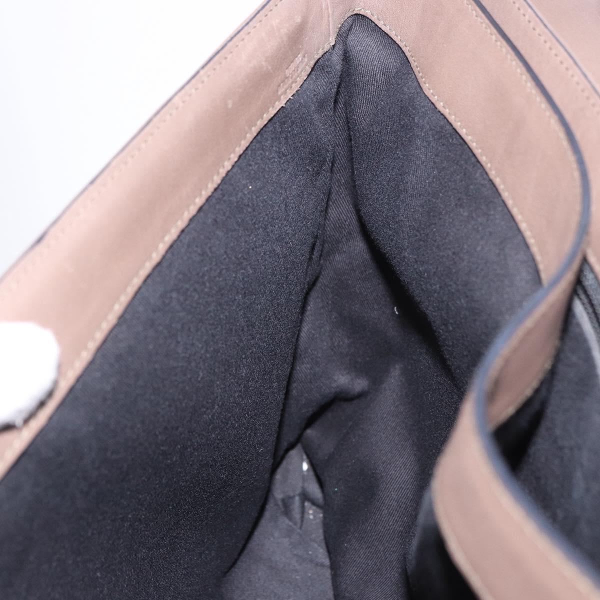 LOEWE Business Bag Leather 2way Brown Silver Auth bs35451