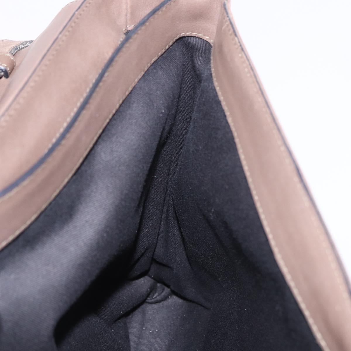 LOEWE Business Bag Leather 2way Brown Silver Auth bs35451
