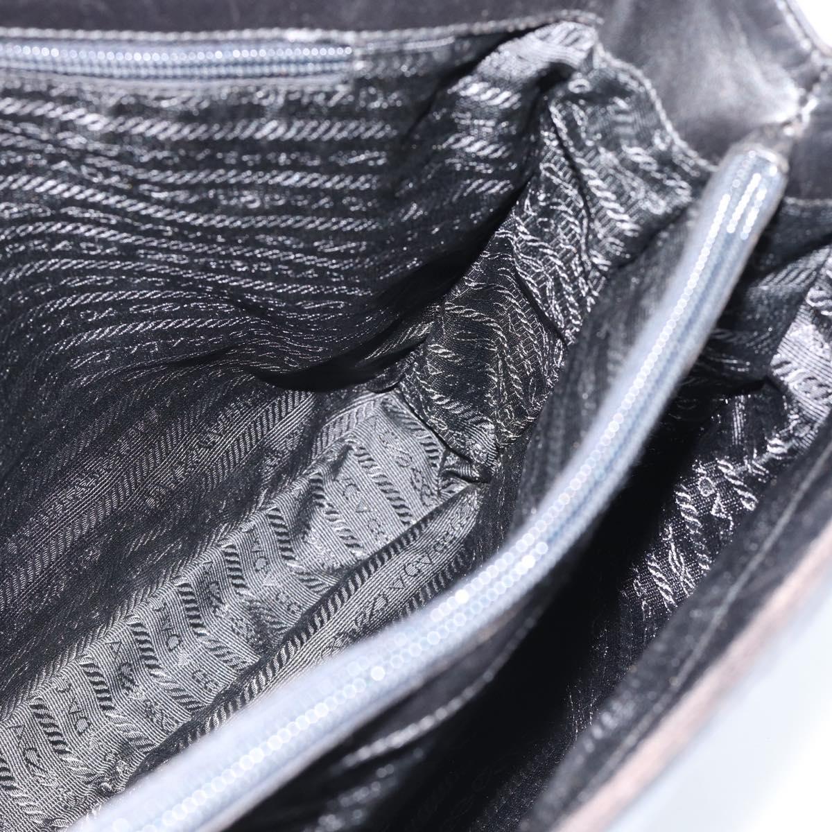 PRADA Plastic Chain Tote Bag Leather Black Silver Auth bs35453