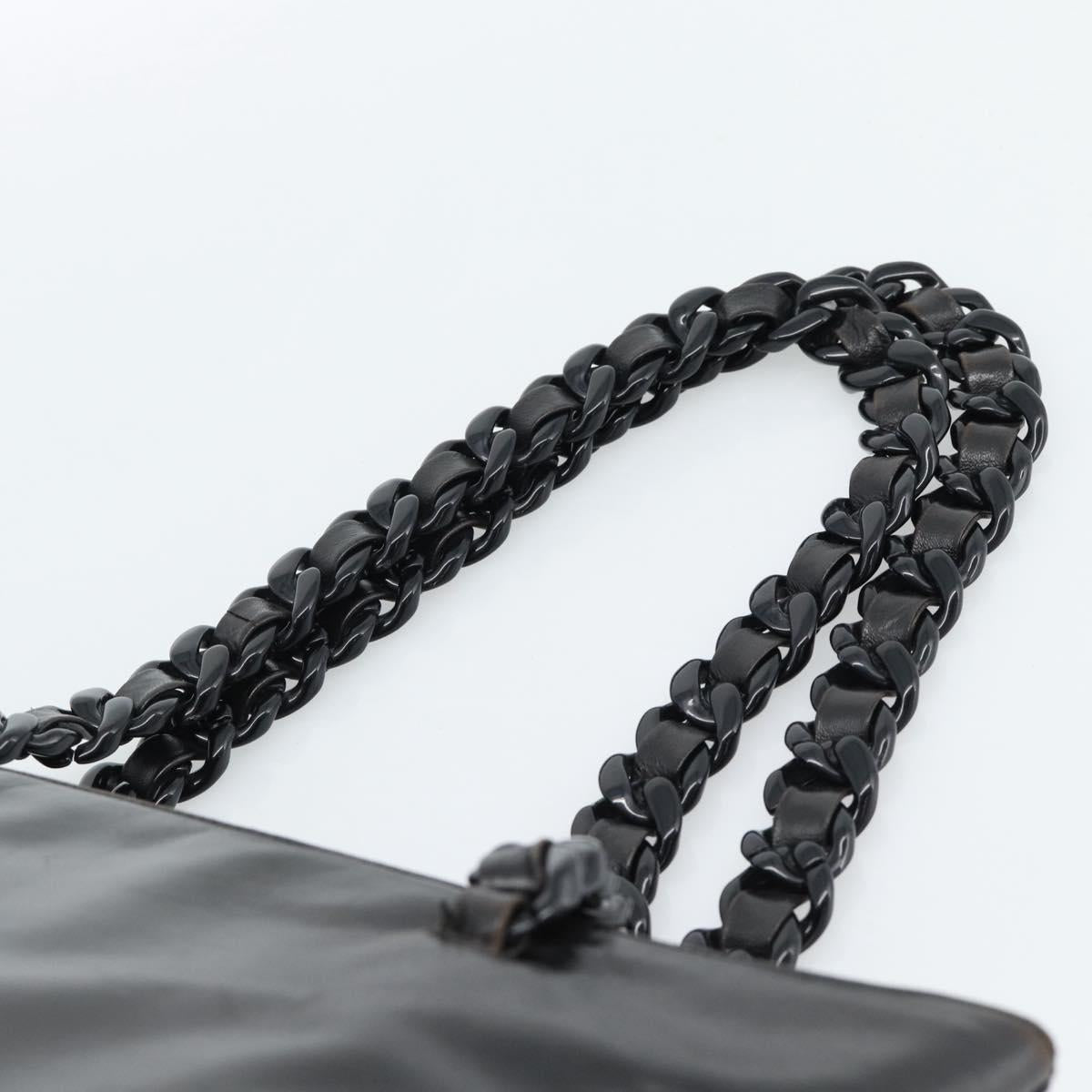 PRADA Plastic Chain Tote Bag Leather Black Silver Auth bs35453
