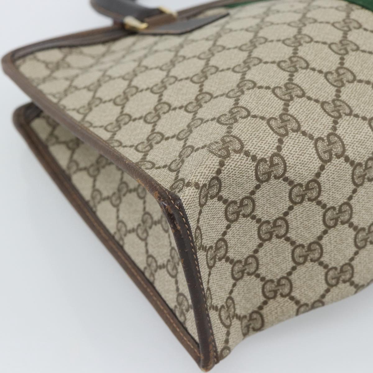 GUCCI GG Supreme Web Sherry Line Hand Bag PVC Beige Gold 010 378 Auth bs35454