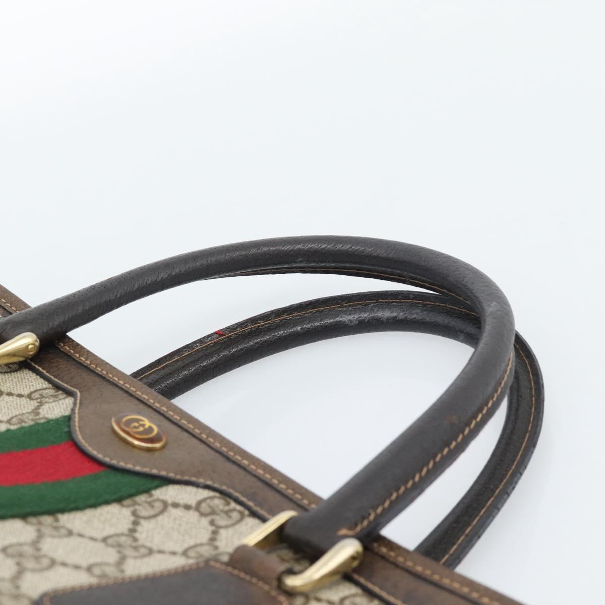 GUCCI GG Supreme Web Sherry Line Hand Bag PVC Beige Gold 010 378 Auth bs35454