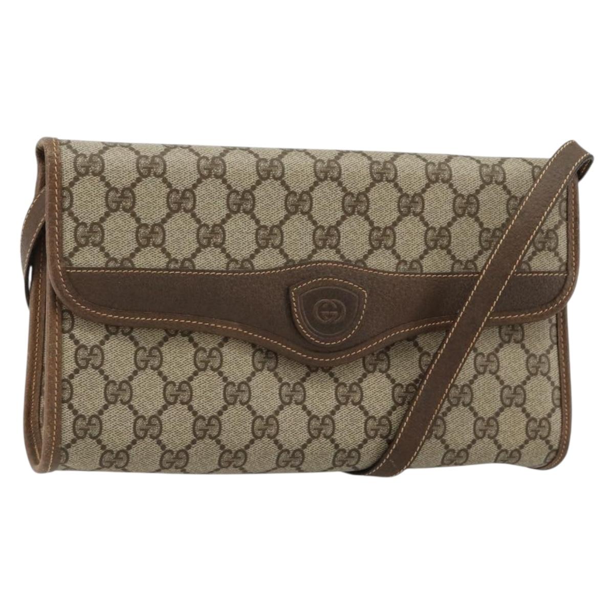 GUCCI GG Supreme Shoulder Bag PVC Beige Gold 004 161 0670 Auth bs35455