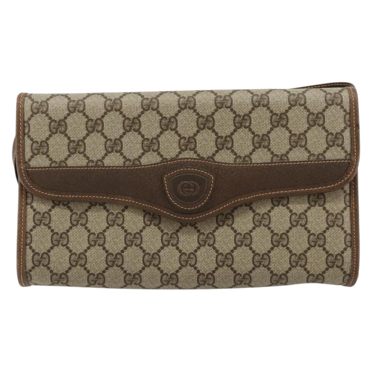 GUCCI GG Supreme Shoulder Bag PVC Beige Gold 004 161 0670 Auth bs35455