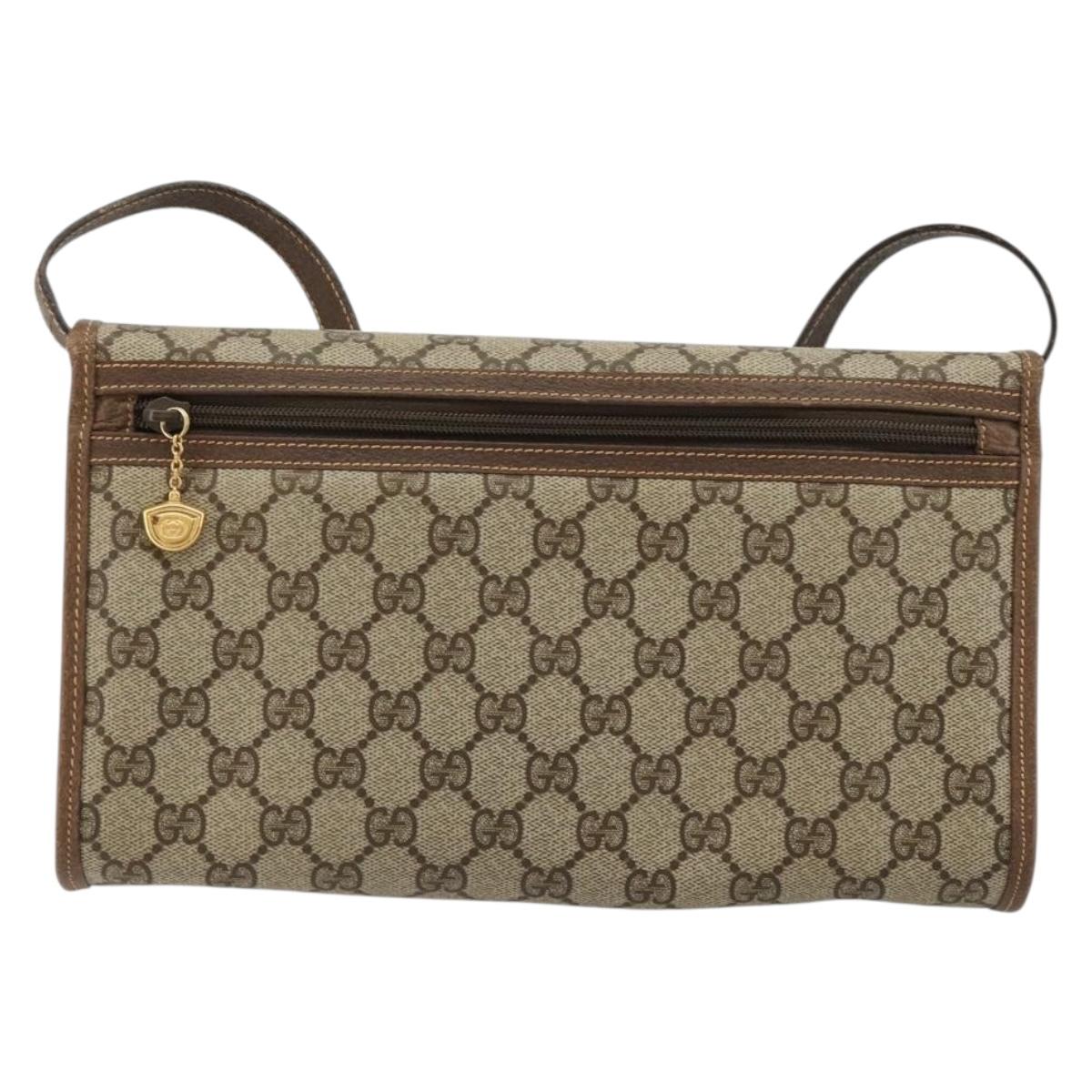GUCCI GG Supreme Shoulder Bag PVC Beige Gold 004 161 0670 Auth bs35455