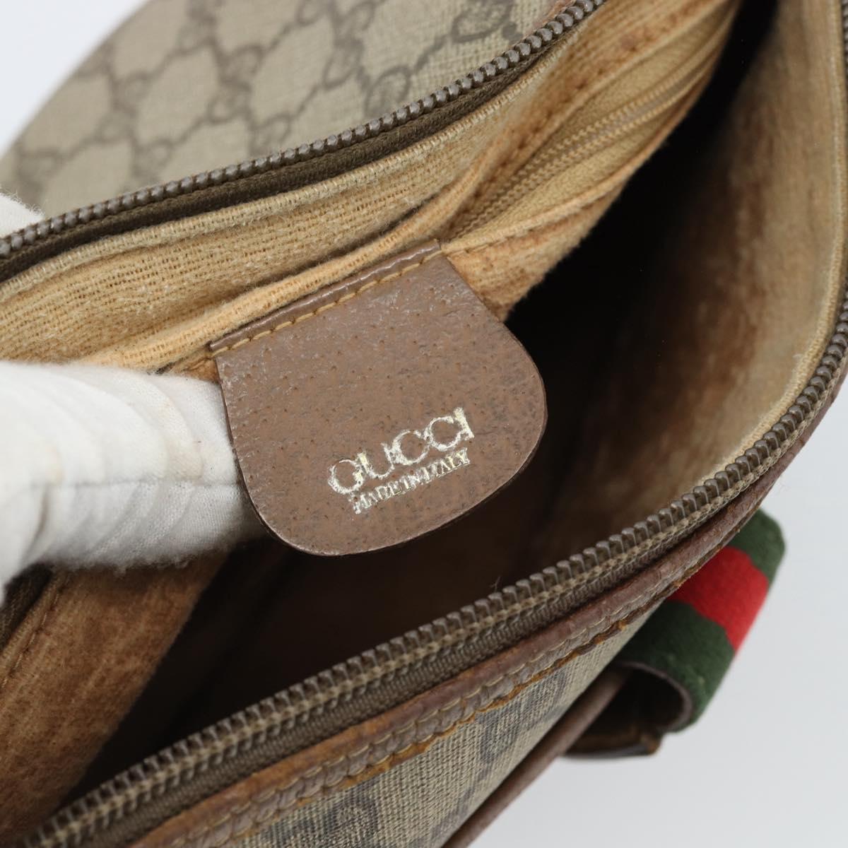 GUCCI GG Supreme Web Sherry Line Bag PVC Beige Gold 001 123 6177 Auth bs35457