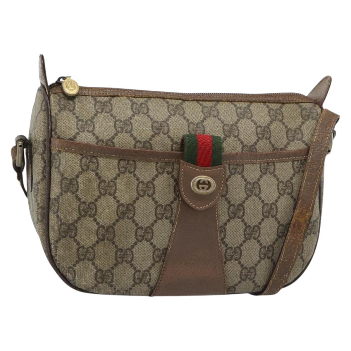 GUCCI GG Supreme Web Sherry Line Bag PVC Beige Gold 001 123 6177 Auth bs35457