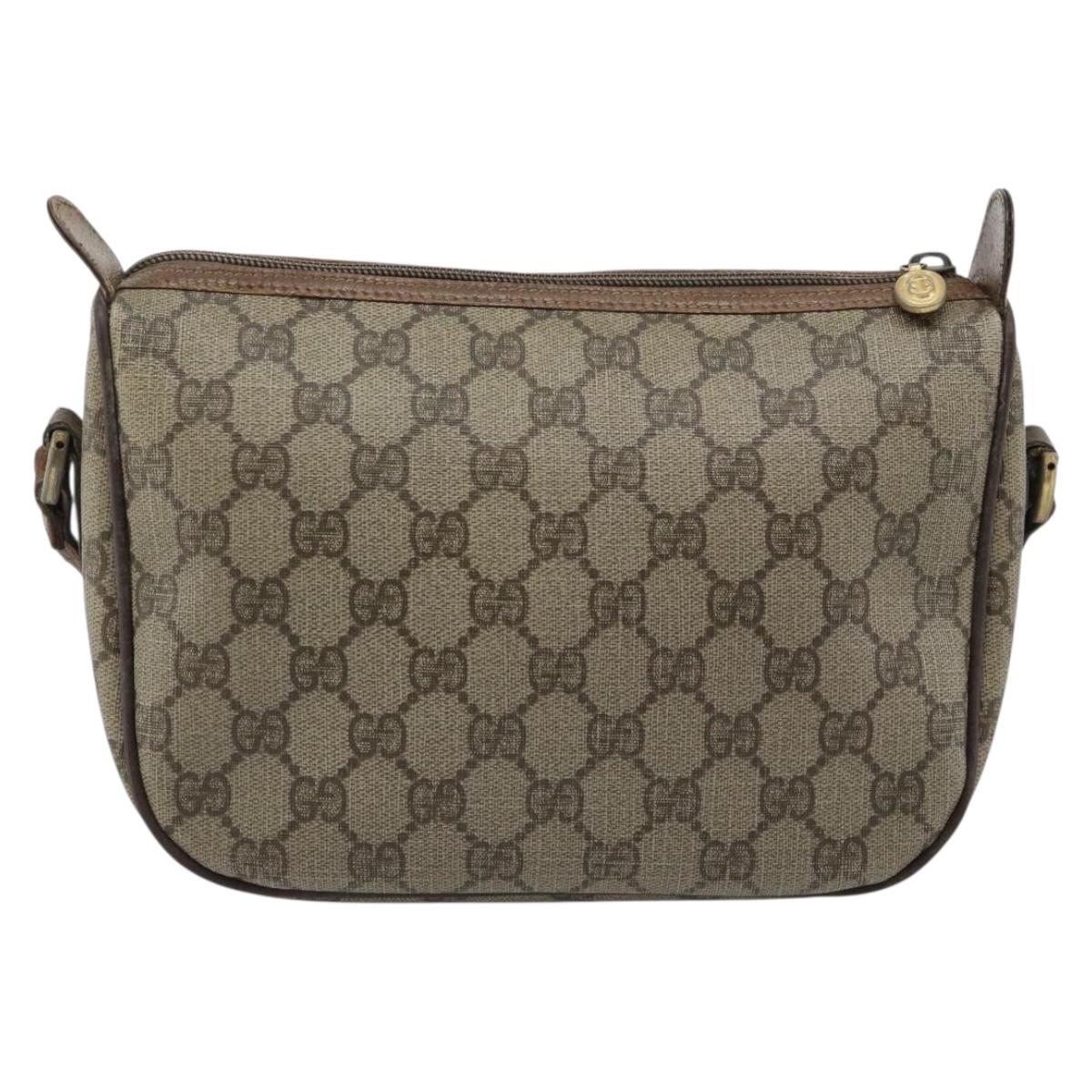 GUCCI GG Supreme Web Sherry Line Bag PVC Beige Gold 001 123 6177 Auth bs35457