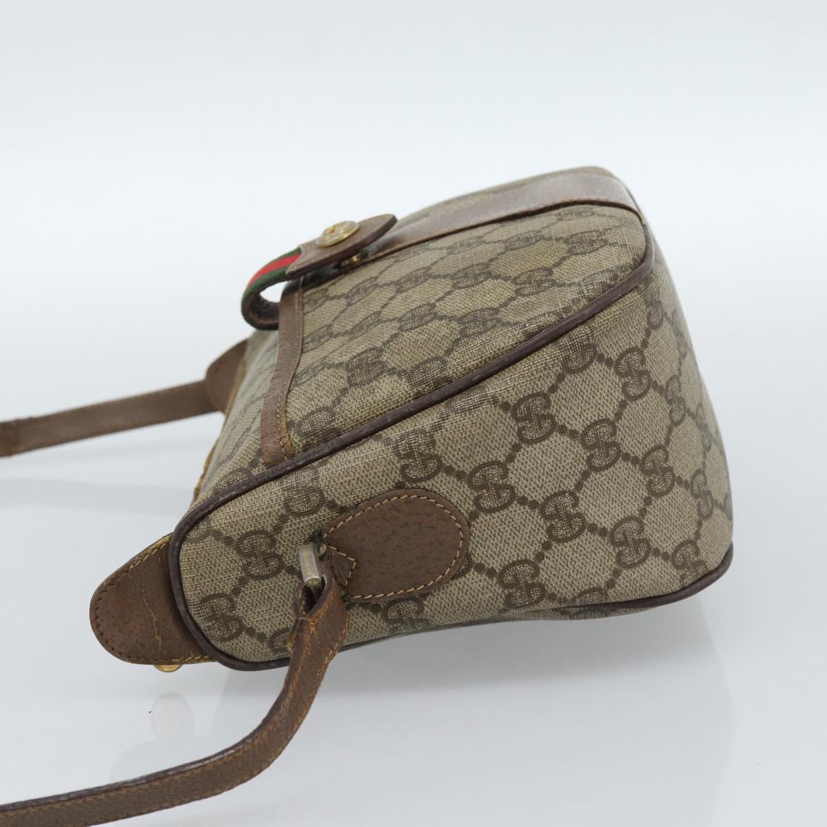 GUCCI GG Supreme Web Sherry Line Bag PVC Beige Gold 001 123 6177 Auth bs35457
