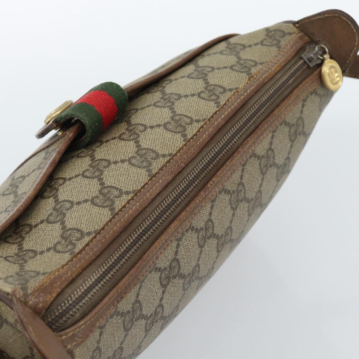 GUCCI GG Supreme Web Sherry Line Bag PVC Beige Gold 001 123 6177 Auth bs35457