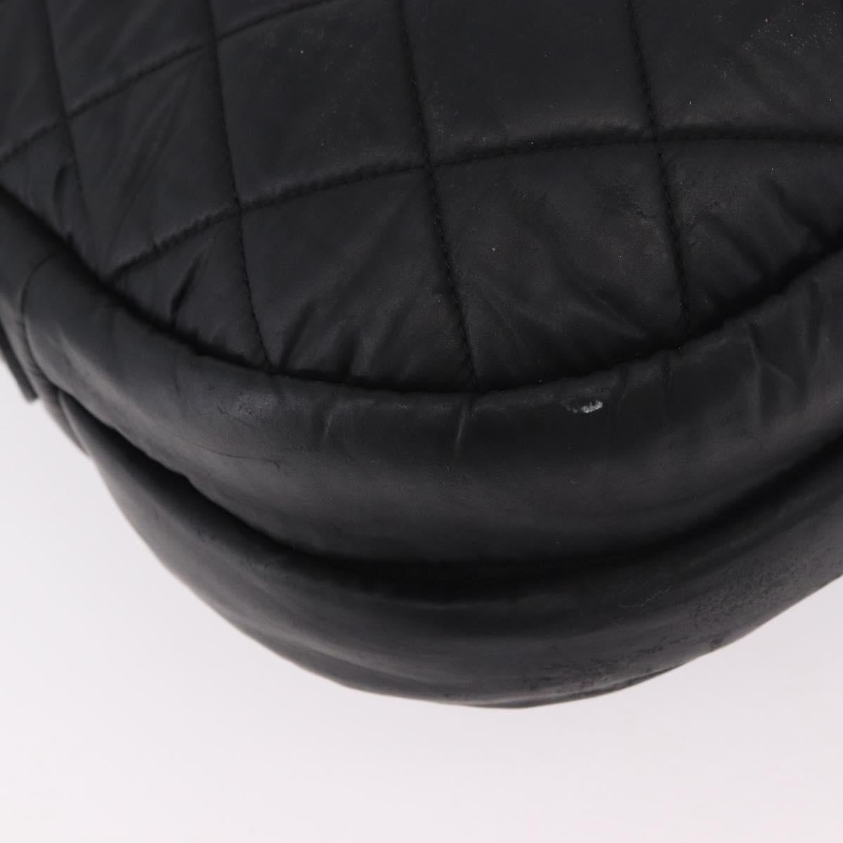 CHANEL Matelasse Shoulder Bag Coated Canvas Black Silver CC Auth bs35469