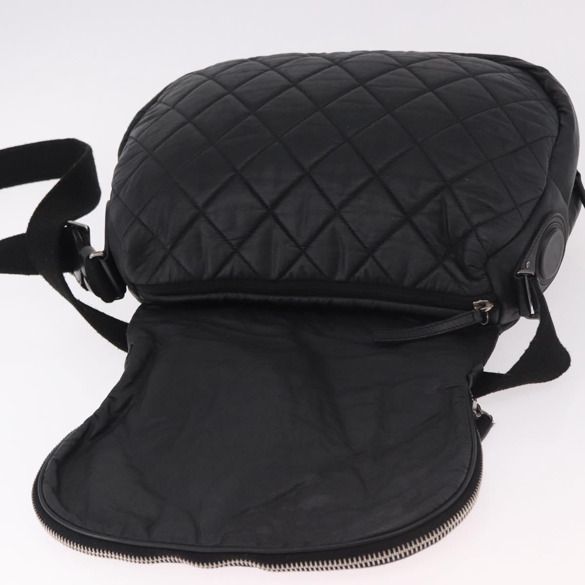 CHANEL Matelasse Shoulder Bag Coated Canvas Black Silver CC Auth bs35469