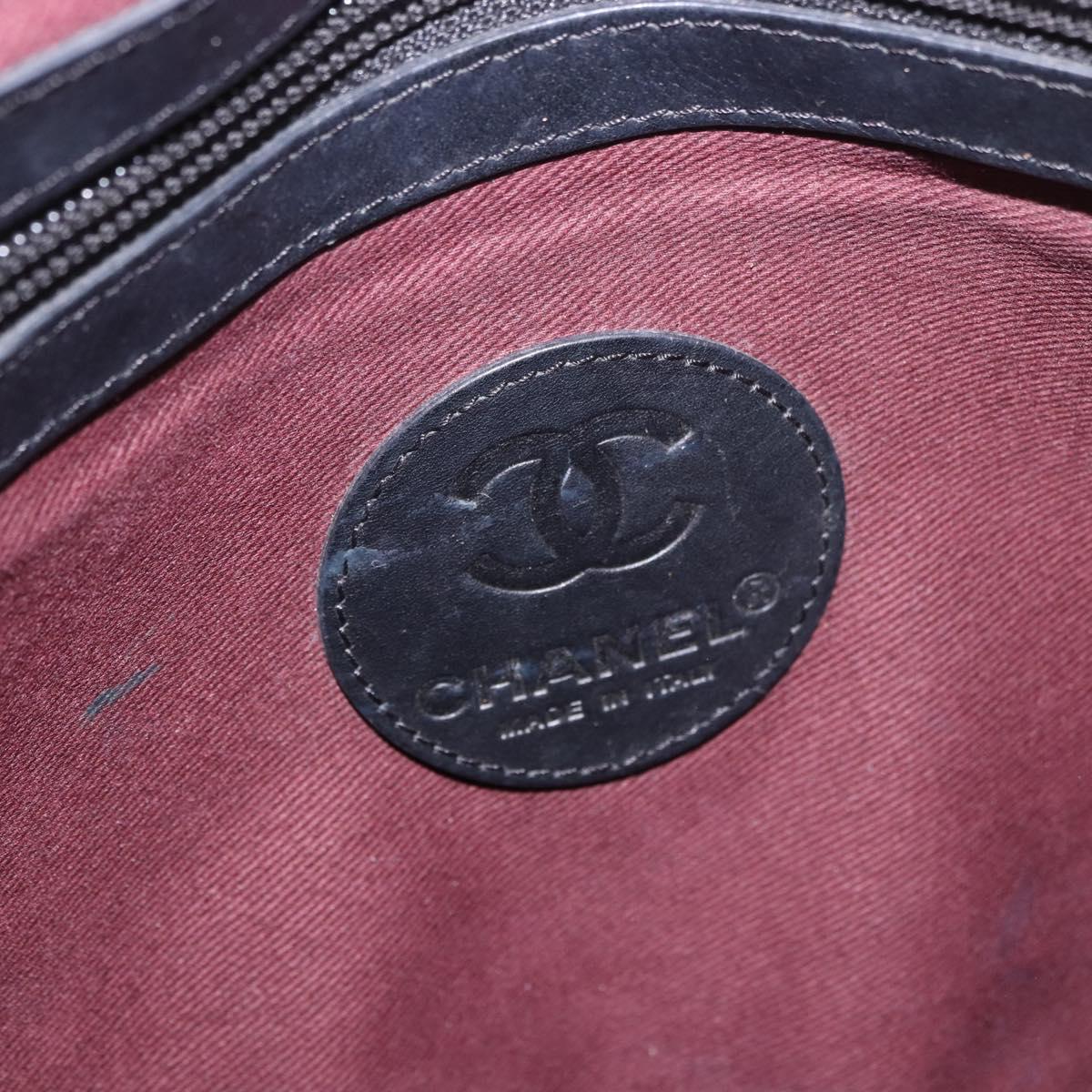 CHANEL Matelasse Shoulder Bag Coated Canvas Black Silver CC Auth bs35469
