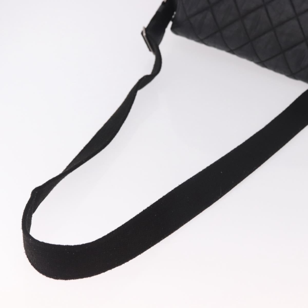 CHANEL Matelasse Shoulder Bag Coated Canvas Black Silver CC Auth bs35469