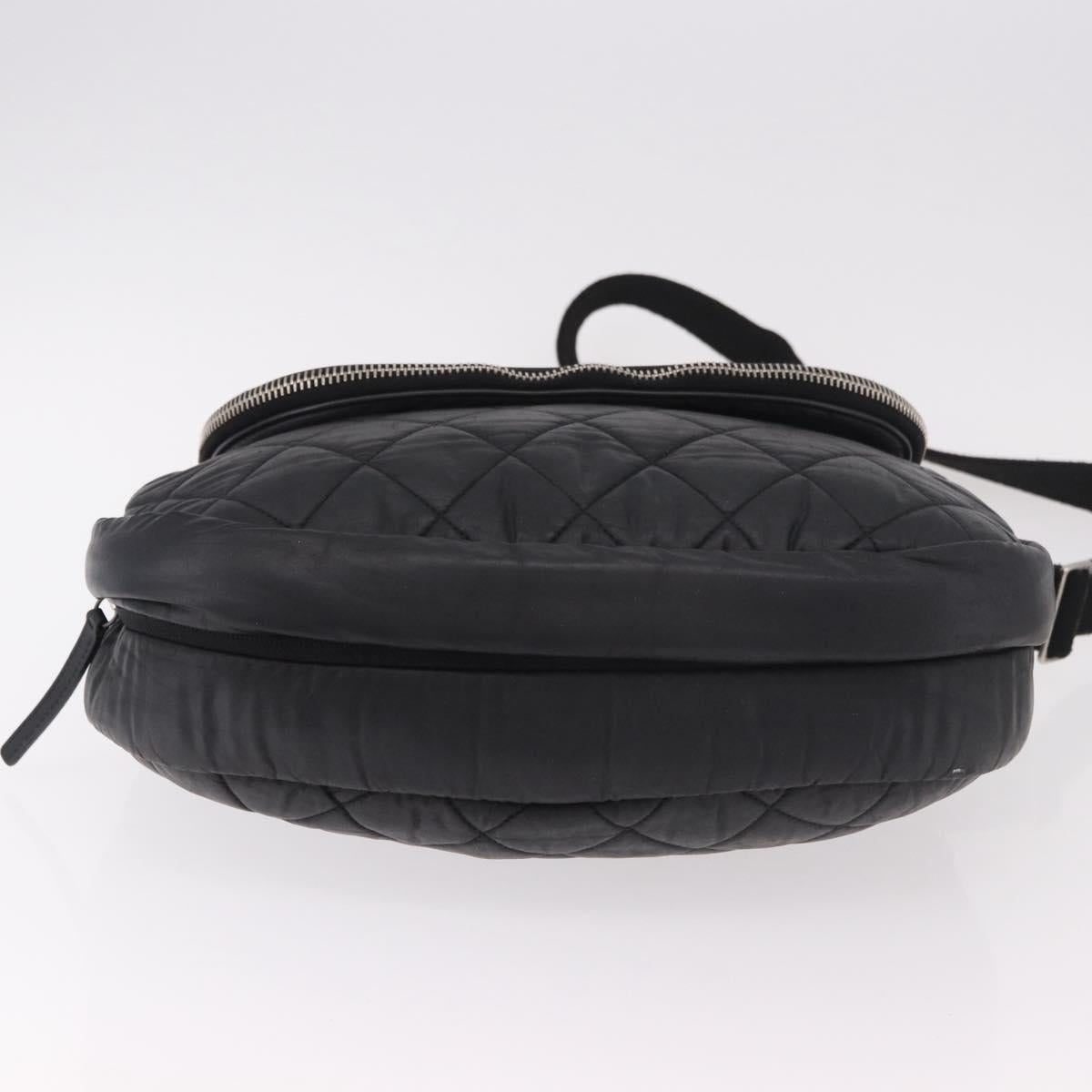 CHANEL Matelasse Shoulder Bag Coated Canvas Black Silver CC Auth bs35469