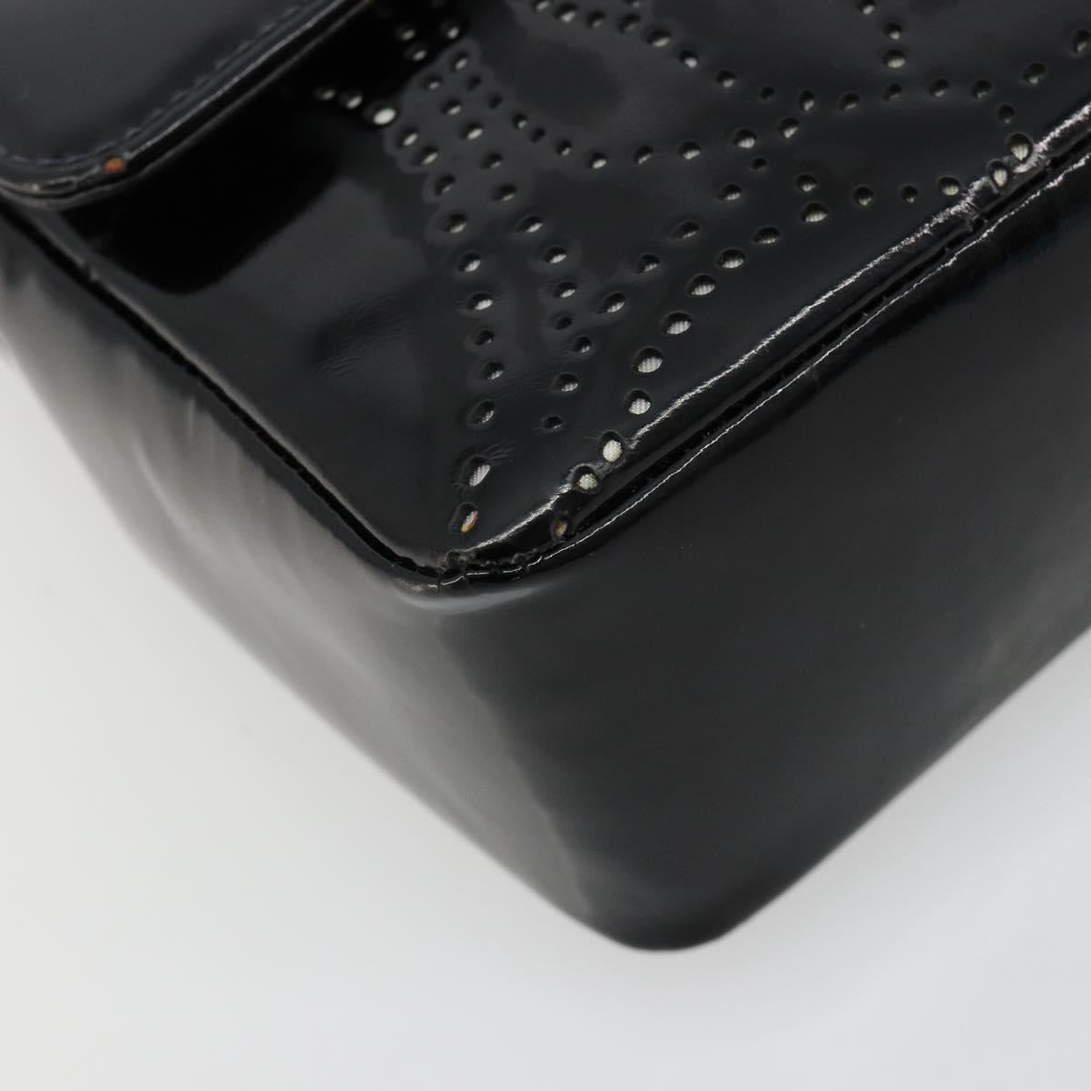 CHANEL Chain Shoulder Bag Patent Leather Black Gold CC Auth bs35471A