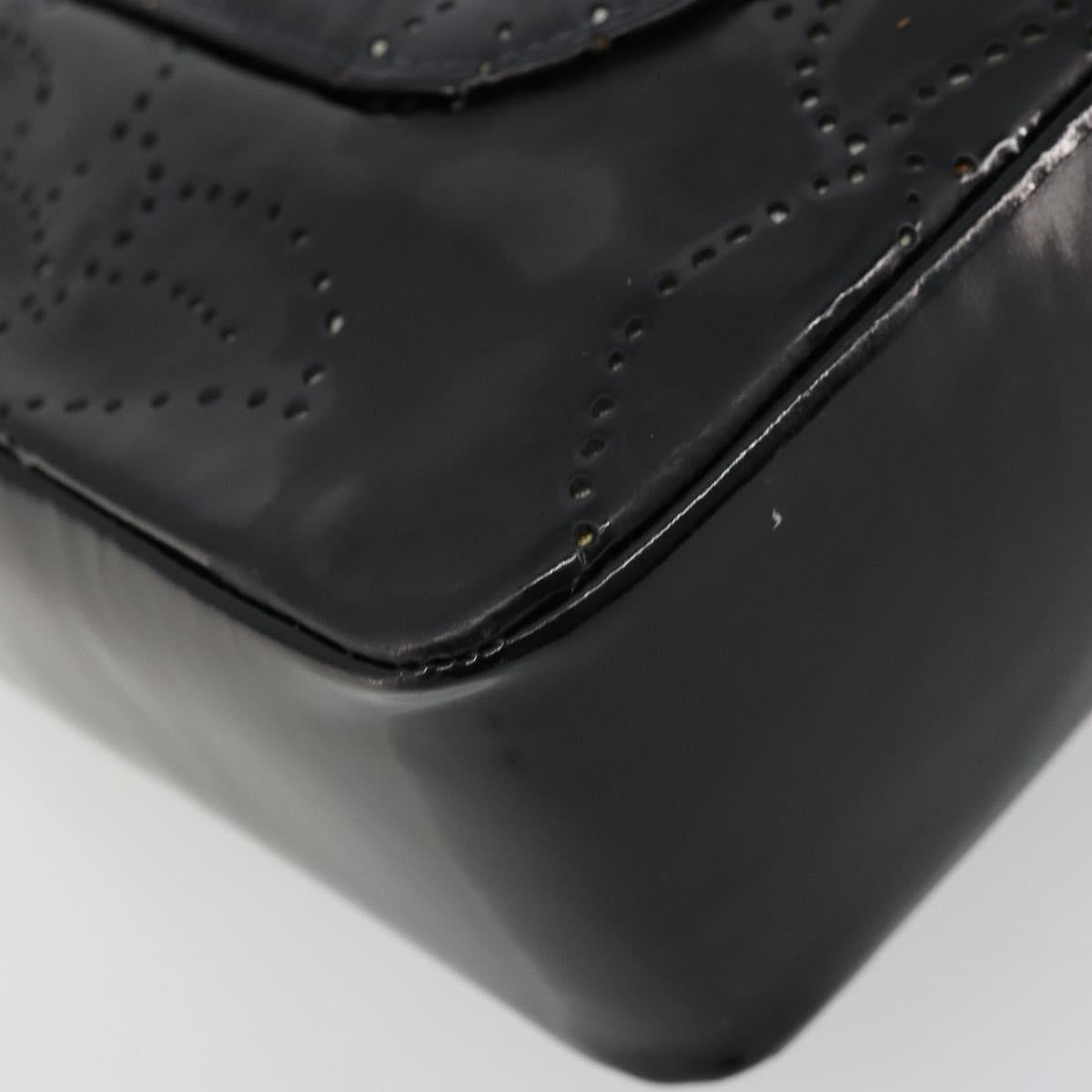 CHANEL Chain Shoulder Bag Patent Leather Black Gold CC Auth bs35471A