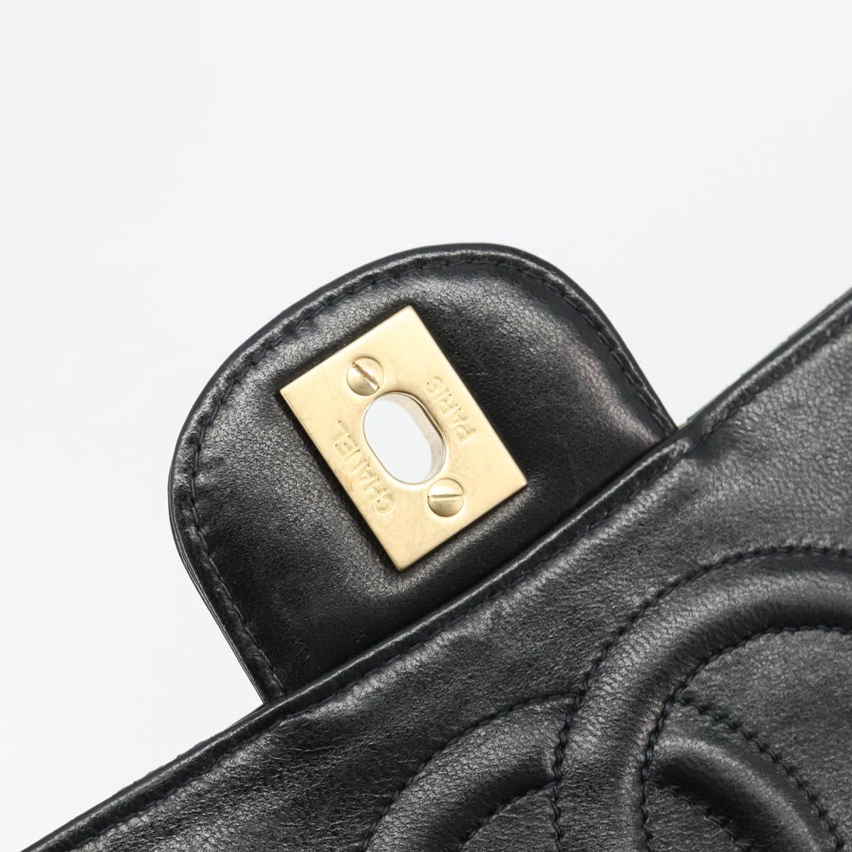 CHANEL Chain Shoulder Bag Patent Leather Black Gold CC Auth bs35471A