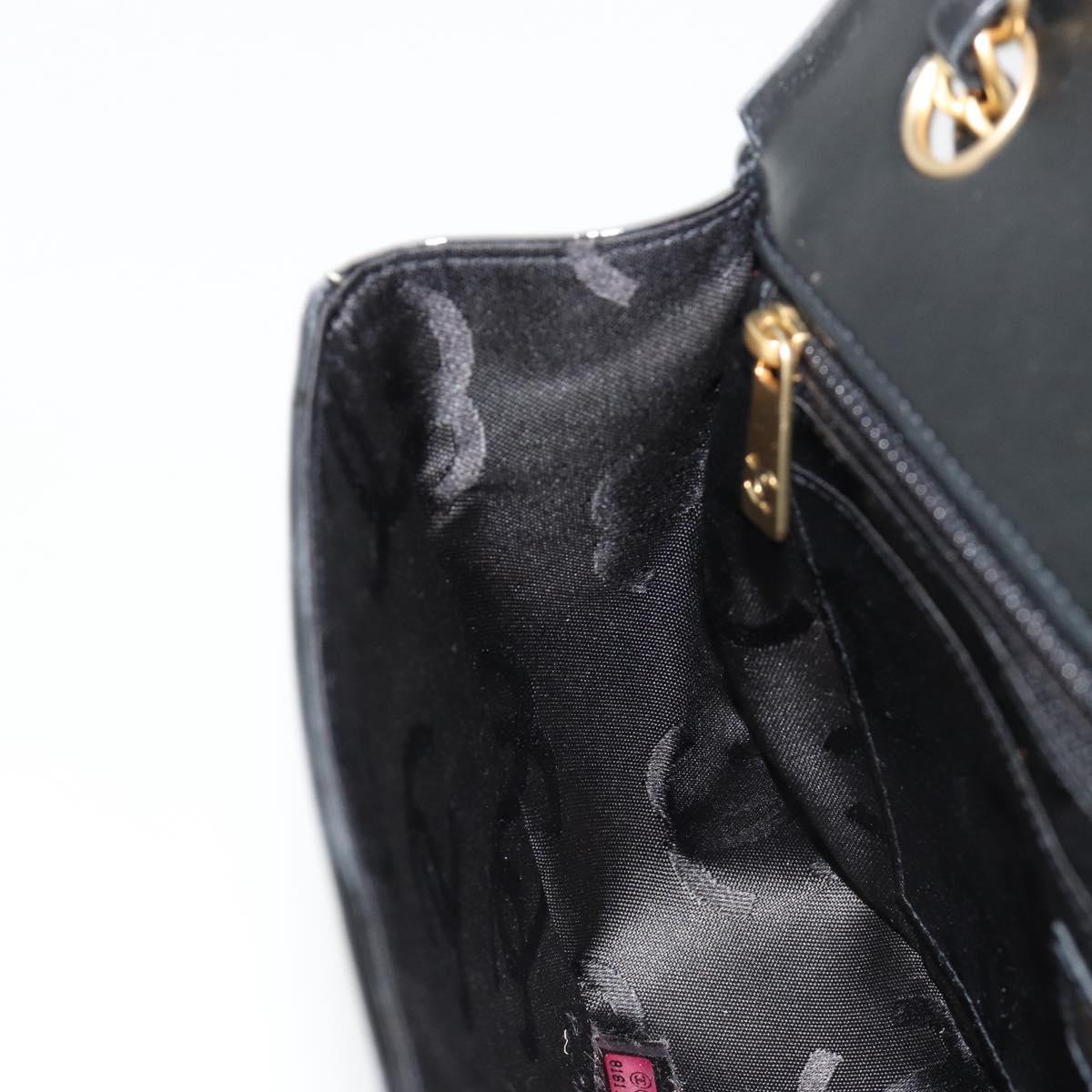 CHANEL Chain Shoulder Bag Patent Leather Black Gold CC Auth bs35471A