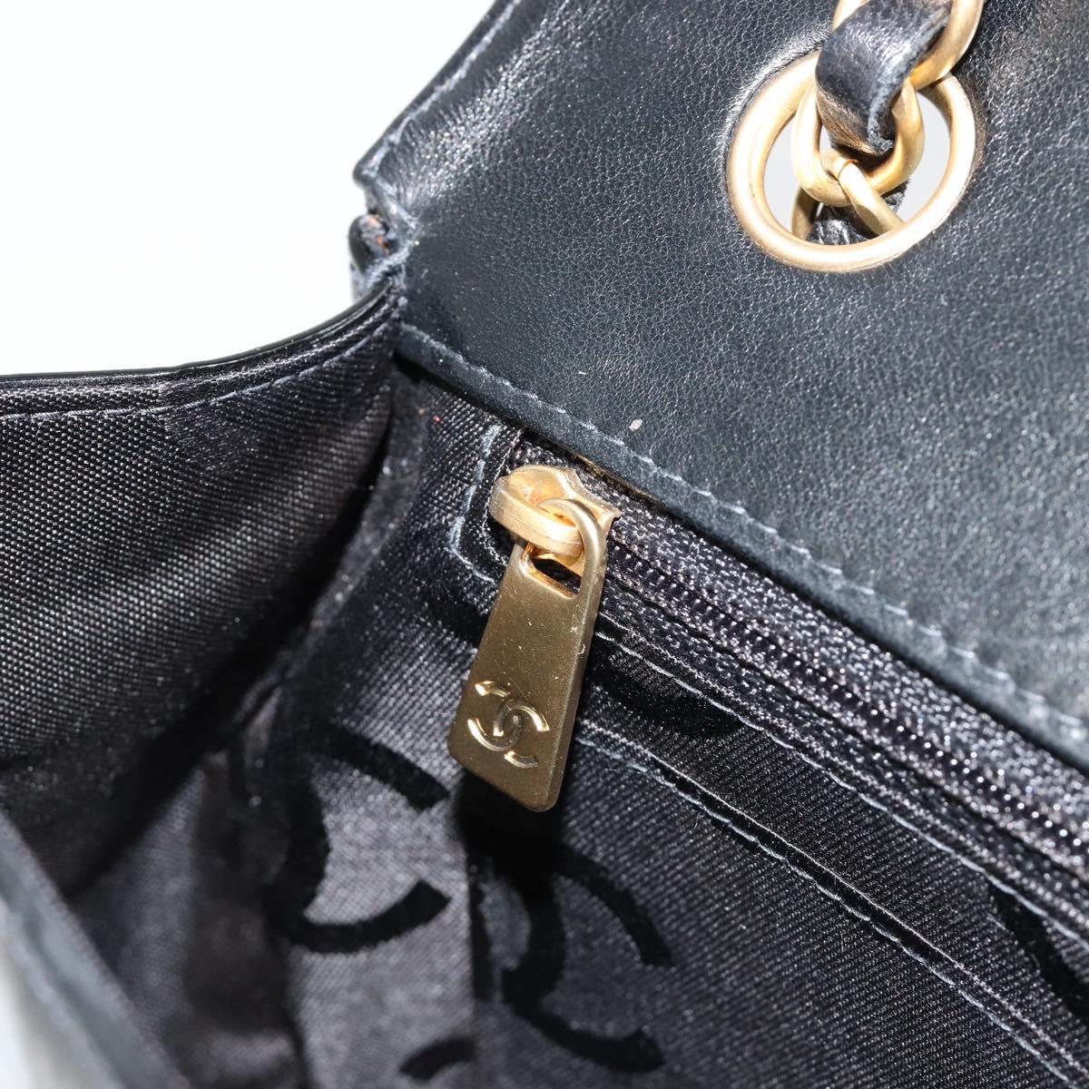 CHANEL Chain Shoulder Bag Patent Leather Black Gold CC Auth bs35471A