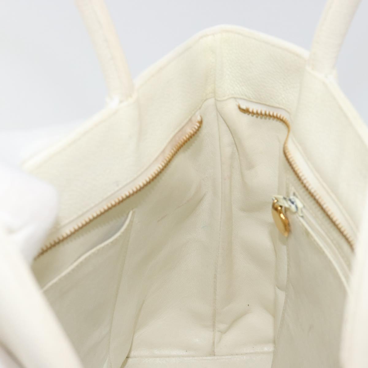 CHANEL Reissue Tote Bag Caviar Skin White Gold CC Auth bs35475