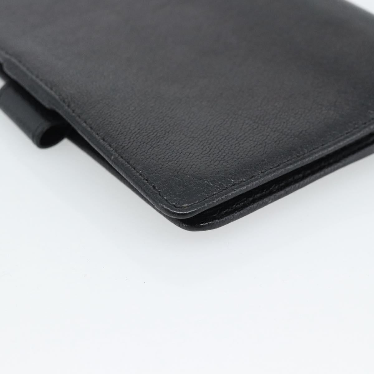 CHANEL Day Planner Cover Leather Black Silver CC Auth bs35476M