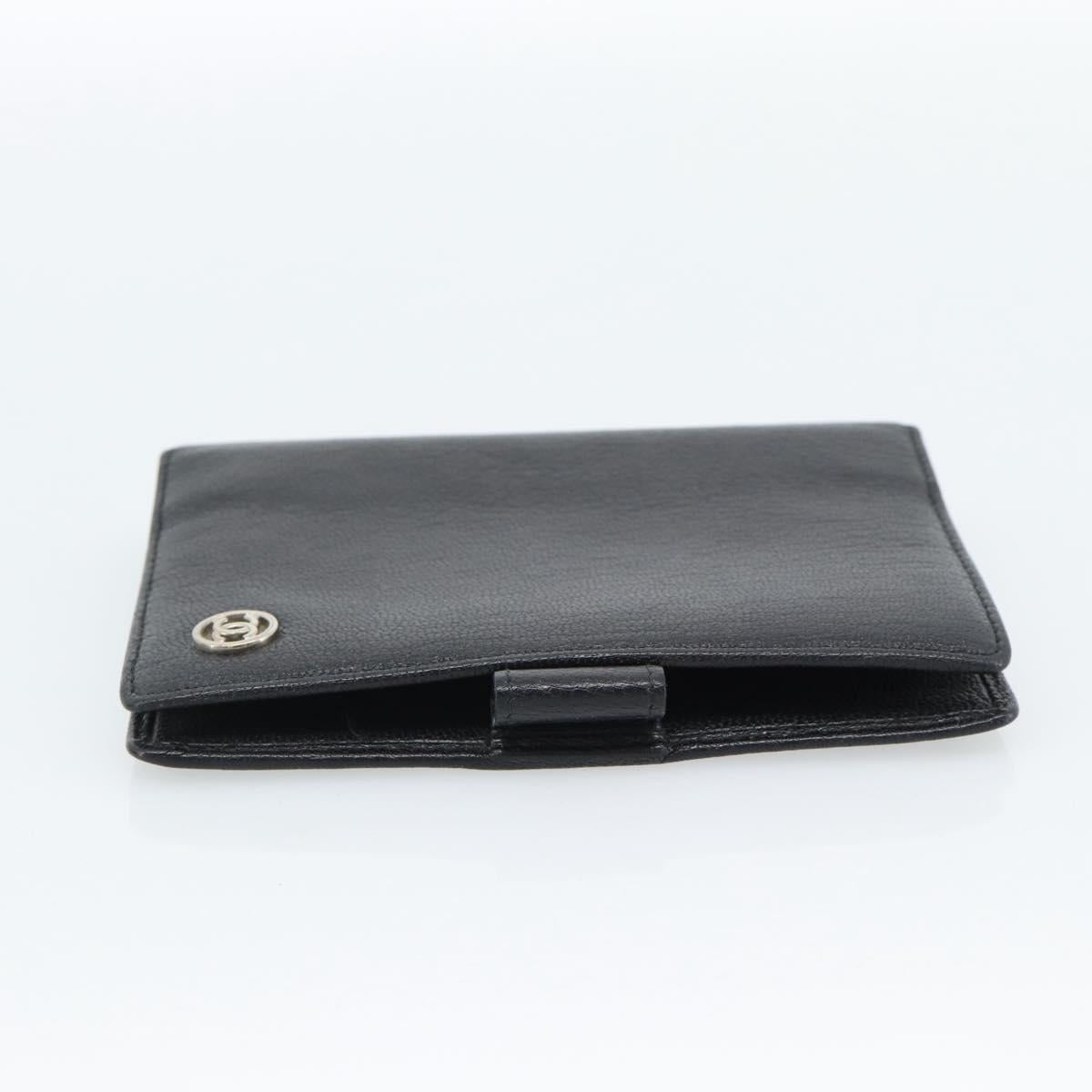 CHANEL Day Planner Cover Leather Black Silver CC Auth bs35476M