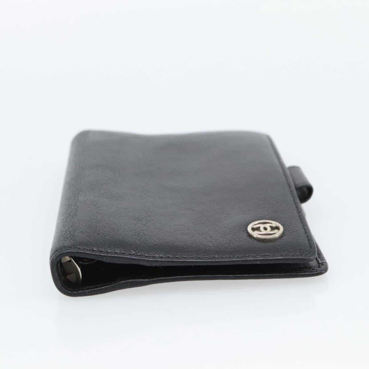 CHANEL Day Planner Cover Leather Black Silver CC Auth bs35476M