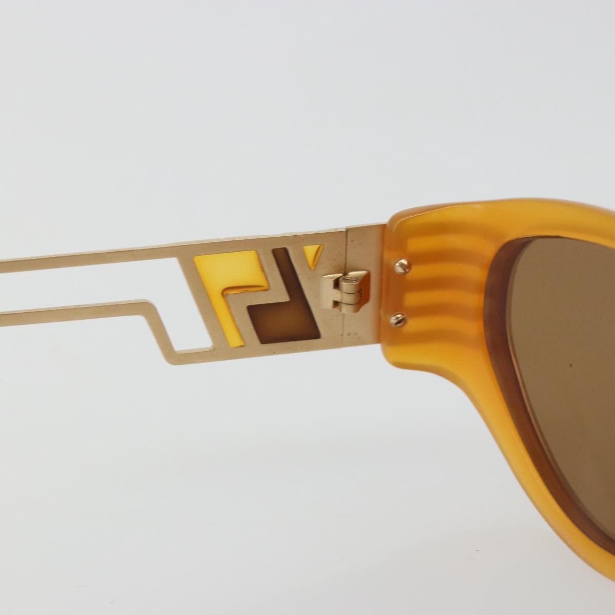 SAINT LAURENT Sunglasses Plastic Beige Gold Auth bs35478